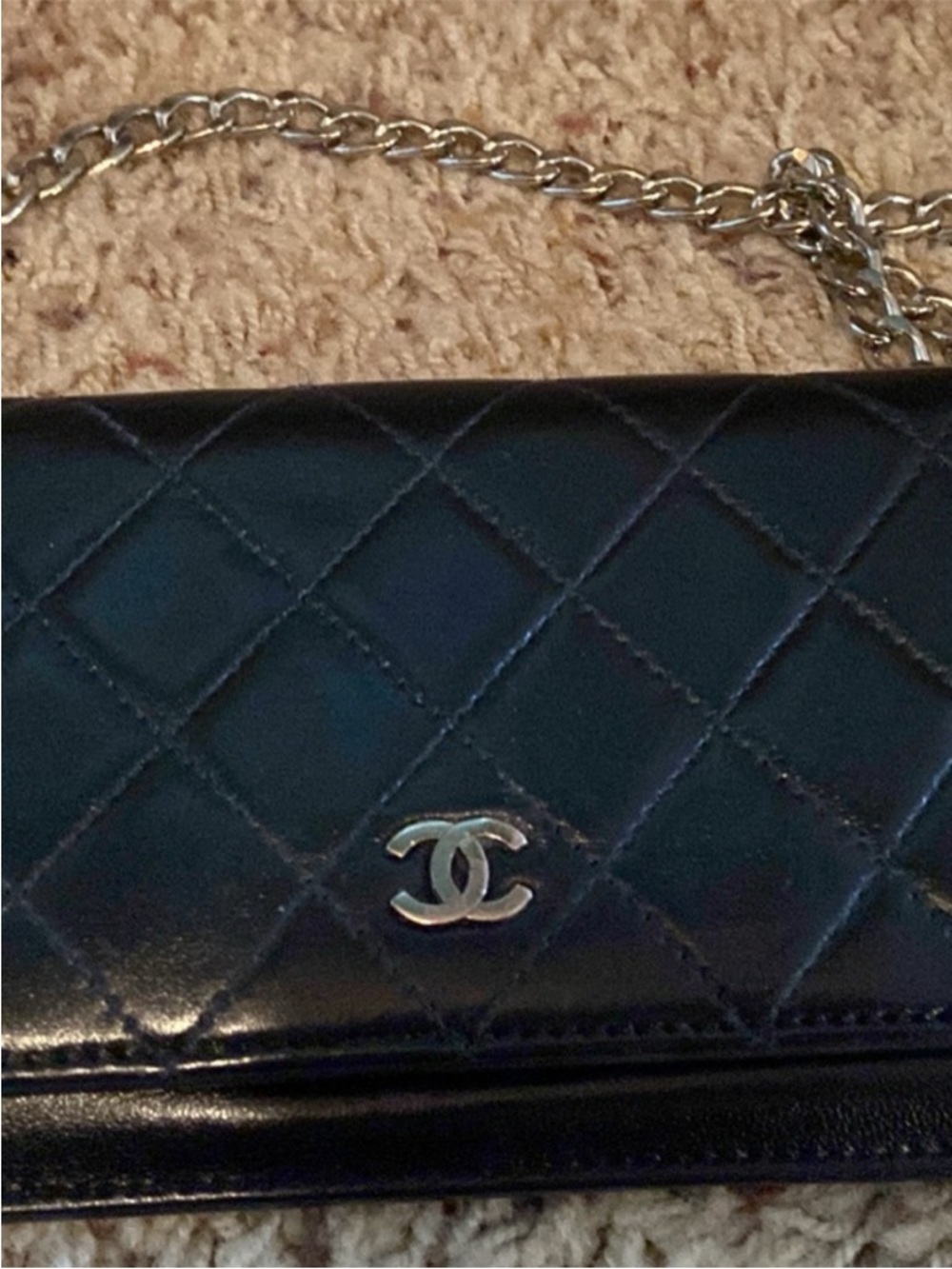 CHANEL Black Quilted Leather Wallet on Chain with Silver Hardware - Picture 3 of 11